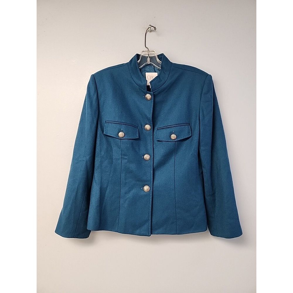 CLIFFORD and WILLS (CW) women's 10 Teal Wool‎ Military Style Jacket
